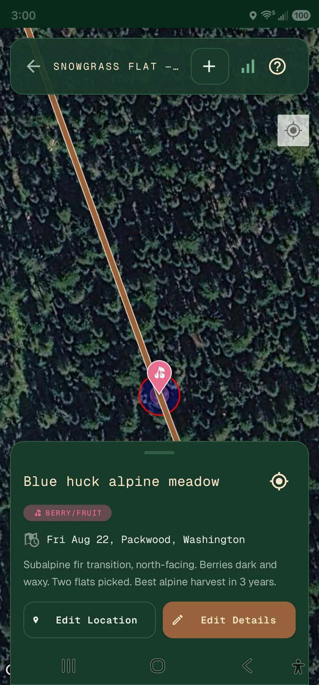 Find pinned along a recorded trip route